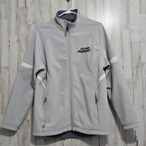 Holloway Team Penske Racing  Gray White Full Zip Softshell Jacket Size Small